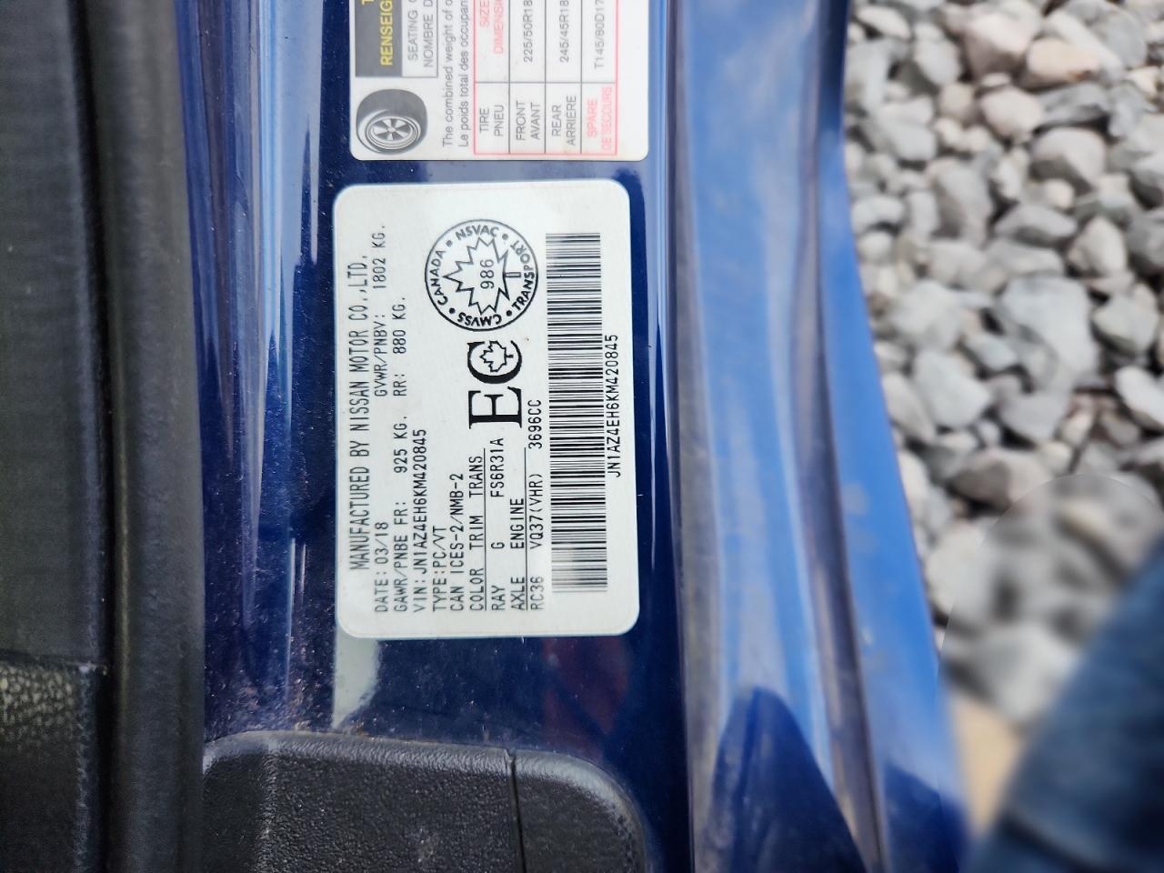 2019 Nissan 370Z Base VIN: JN1AZ4EH6KM420845 Lot: 91303735