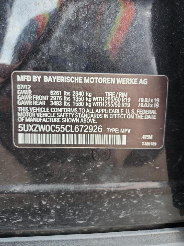 2012 BMW X5 xDrive35D VIN: 5UXZW0C55CL672926 Lot: 92691555