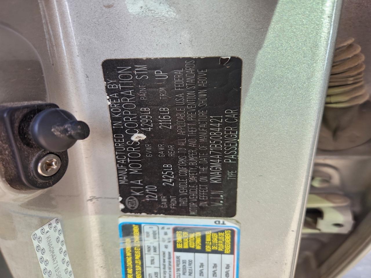 2011 Kia Optima Lx VIN: KNAGM4A71B5084421 Lot: 93985115