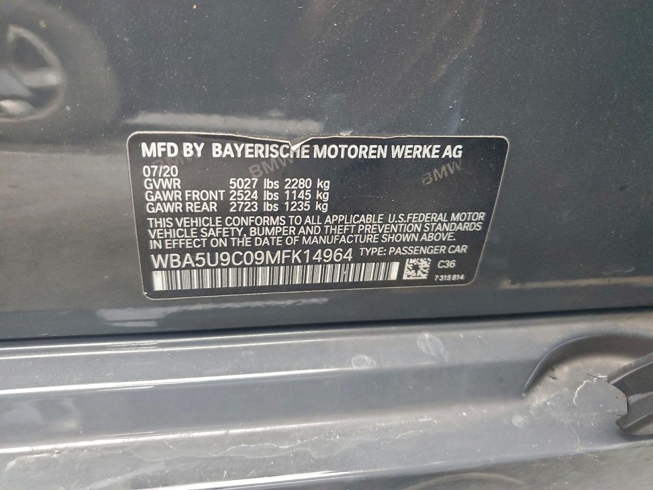 2021 BMW M340Xi VIN: WBA5U9C09MFK14964 Lot: 93749625