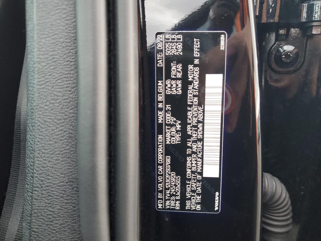 2023 Volvo Xc40 Ultimate VIN: YV4L12UX2P2937683 Lot: 91308235