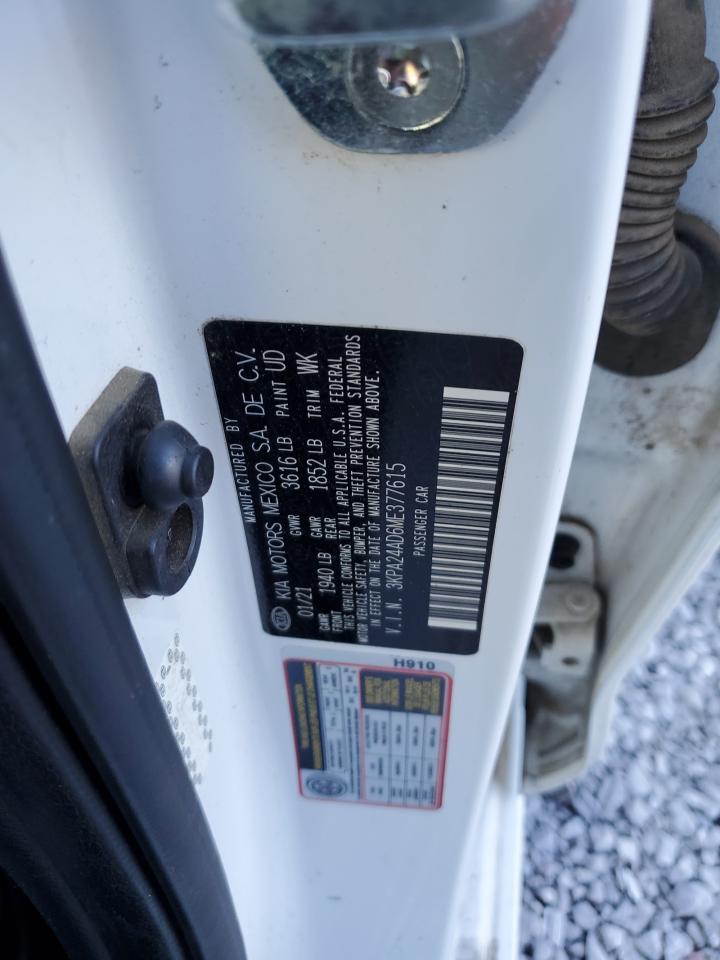 2021 Kia Rio Lx VIN: 3KPA24AD6ME377615 Lot: 92727725