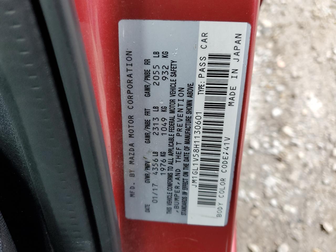 2017 Mazda 6 Touring VIN: JM1GL1V58H1130601 Lot: 92408885