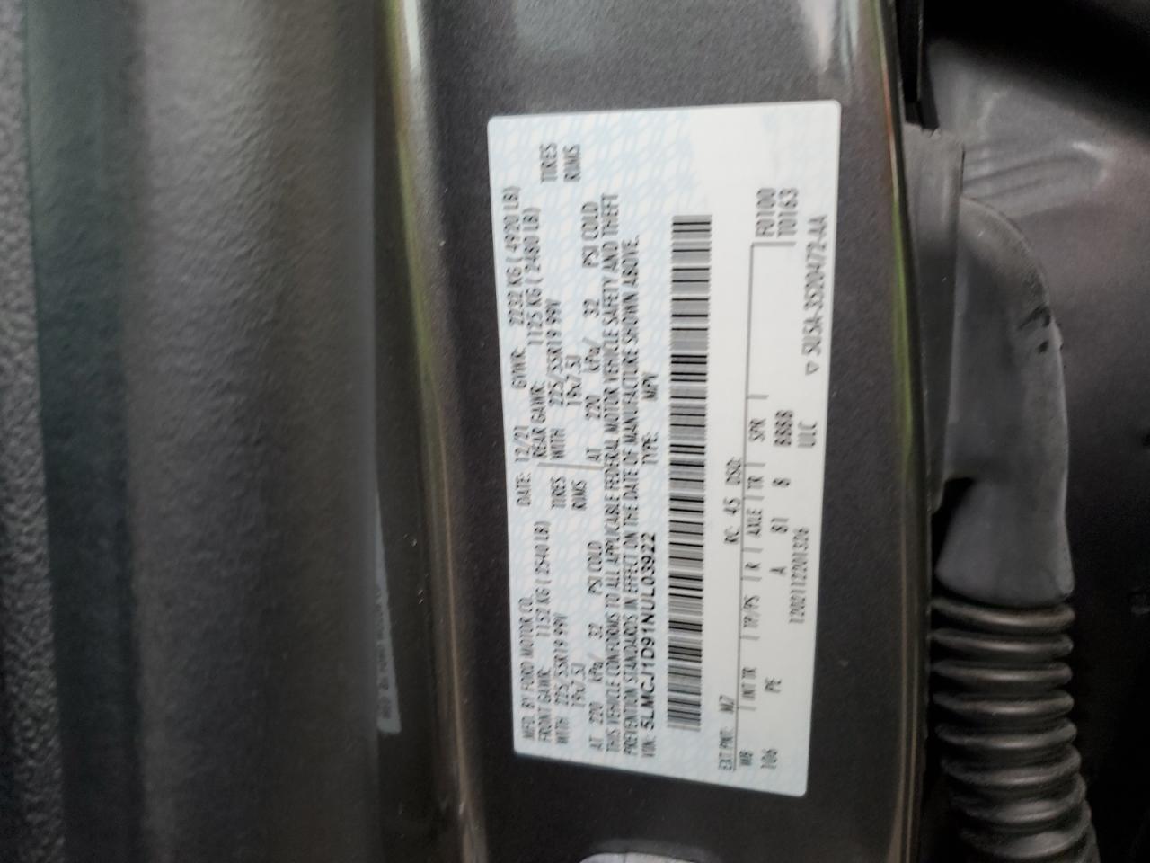 2022 Lincoln Corsair VIN: 5LMCJ1D91NUL03922 Lot: 91113385