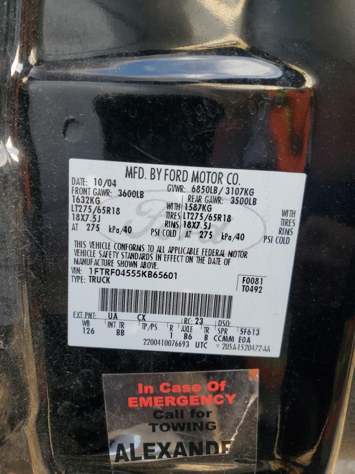 2005 Ford F150 VIN: 1FTRF04555KB65601 Lot: 92681315