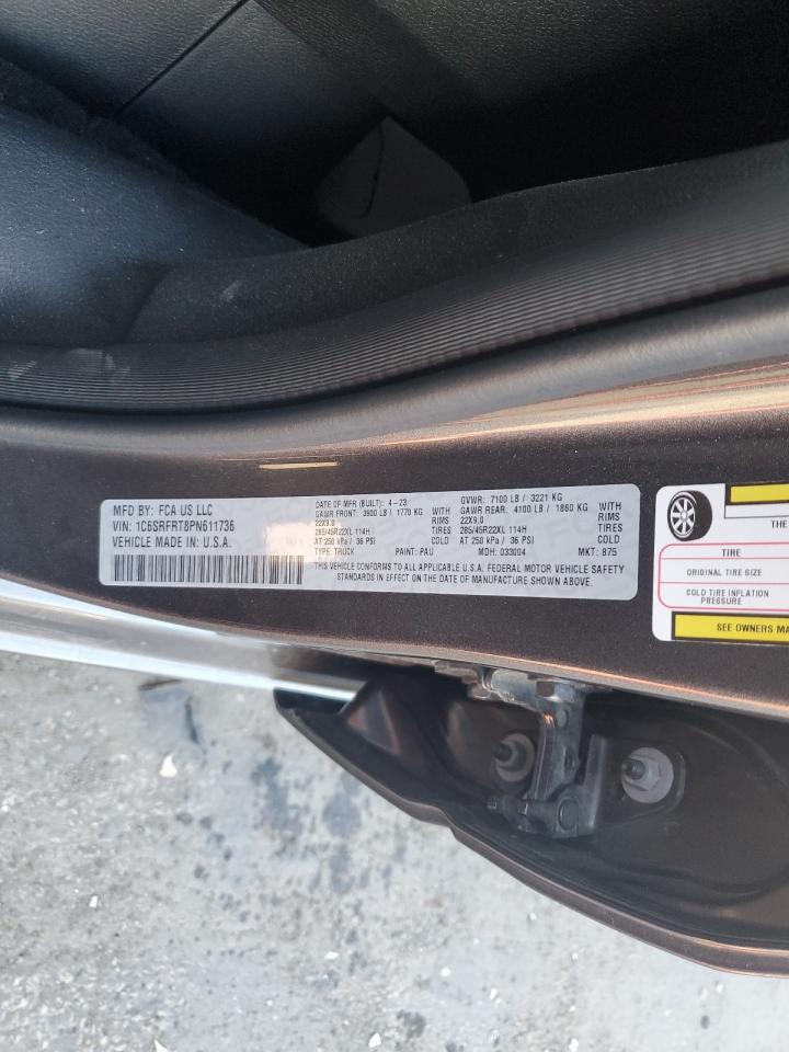 2023 Ram 1500 Laramie VIN: 1C6SRFRT8PN611736 Lot: 92320695