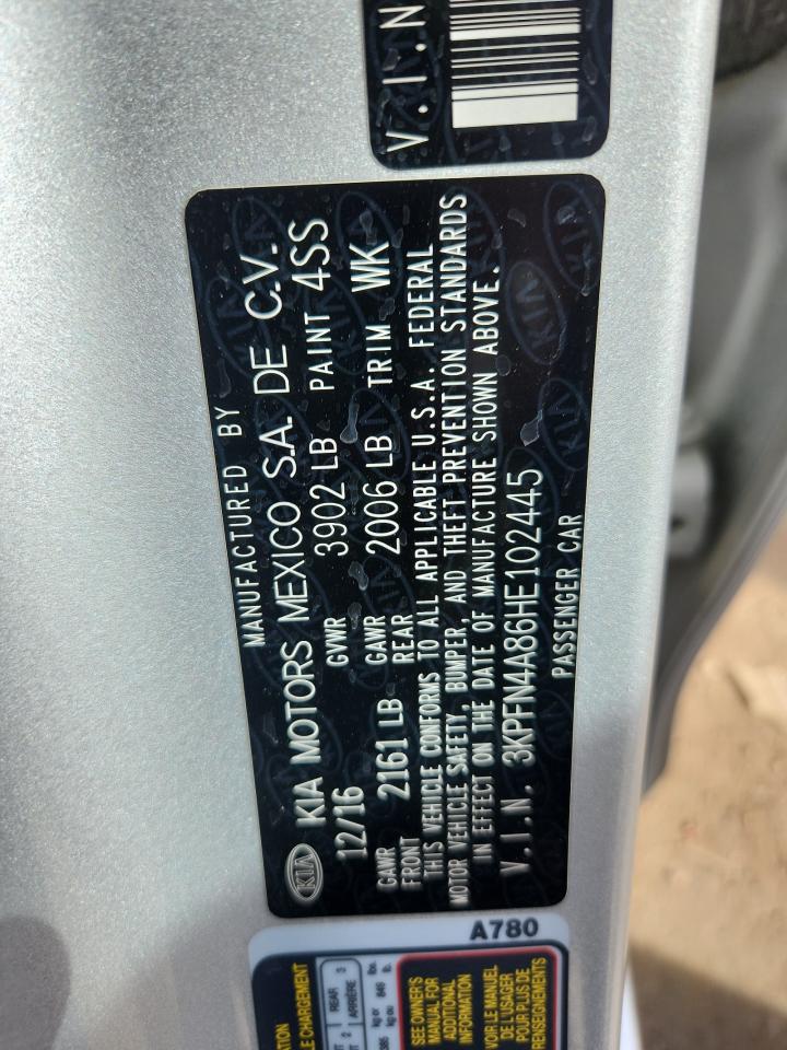 2017 Kia Forte Ex VIN: 3KPFN4A86HE102445 Lot: 92726645