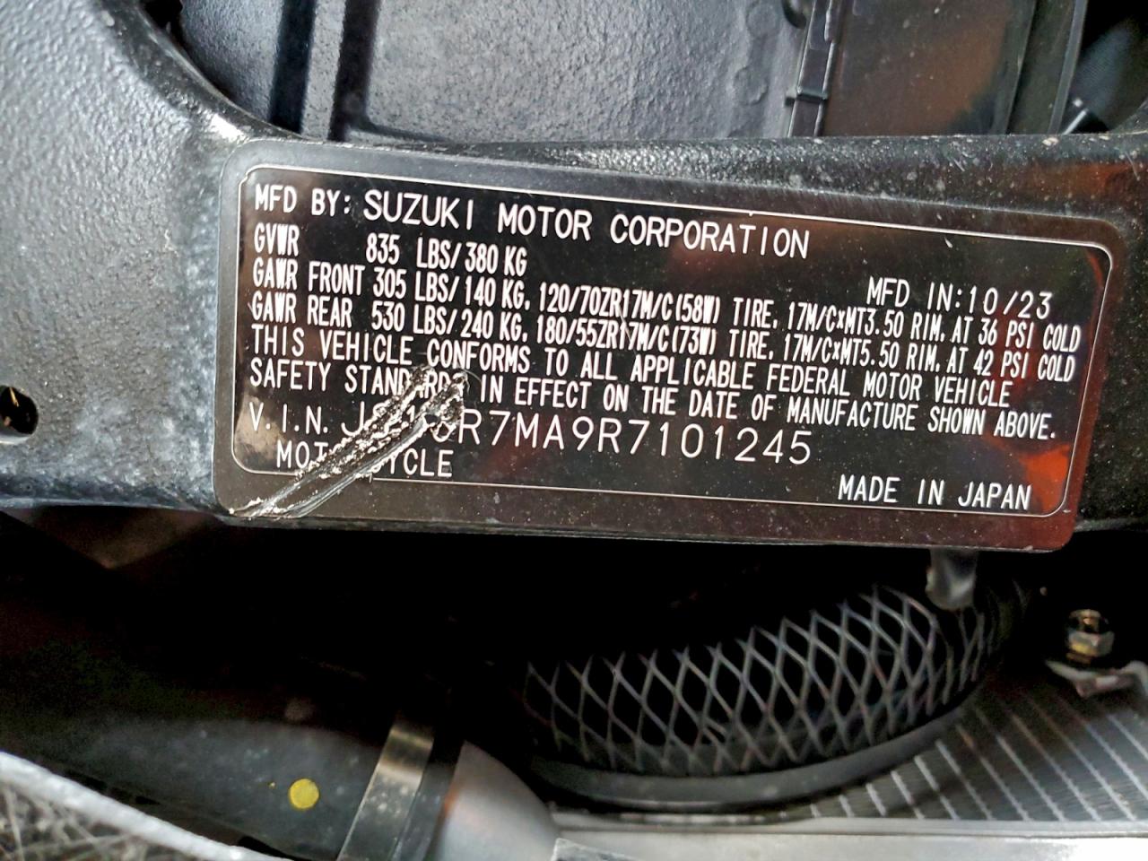 2024 Suzuki Gsx-R750 VIN: JS1GR7MA9R7101245 Lot: 94177555