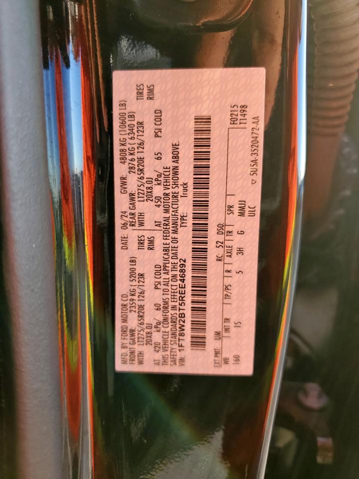 2024 Ford F250 Super Duty VIN: 1FT8W2BT5REE46892 Lot: 92286235