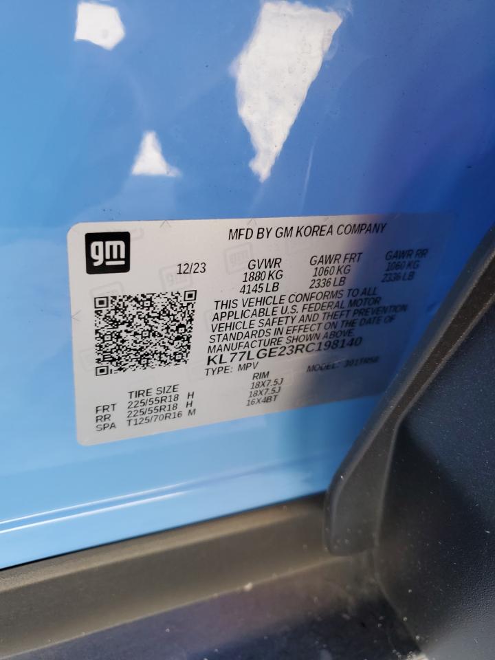 2024 Chevrolet Trax 1Rs VIN: KL77LGE23RC198140 Lot: 92488715