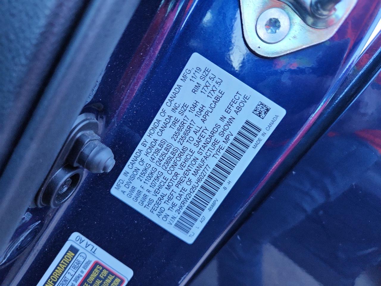 2020 Honda Cr-V Lx VIN: 2HKRW2H25LH602777 Lot: 92103225