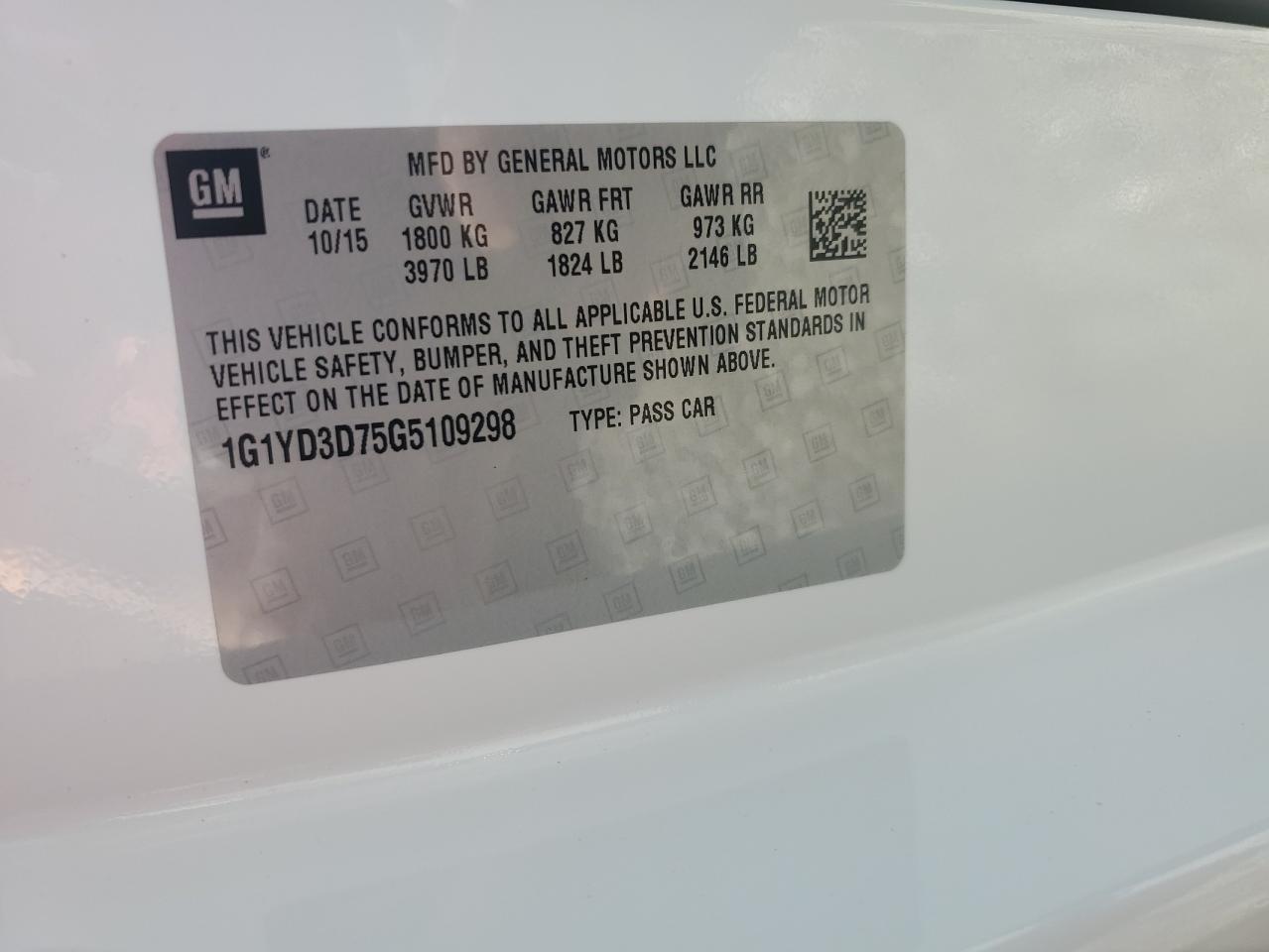 2016 Chevrolet Corvette Stingray 2Lt VIN: 1G1YD3D75G5109298 Lot: 90846075