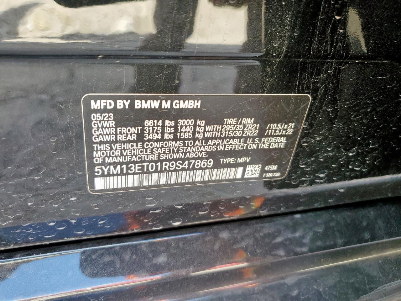 2024 BMW X5 M Competition VIN: 5YM13ET01R9S47869 Lot: 92694005