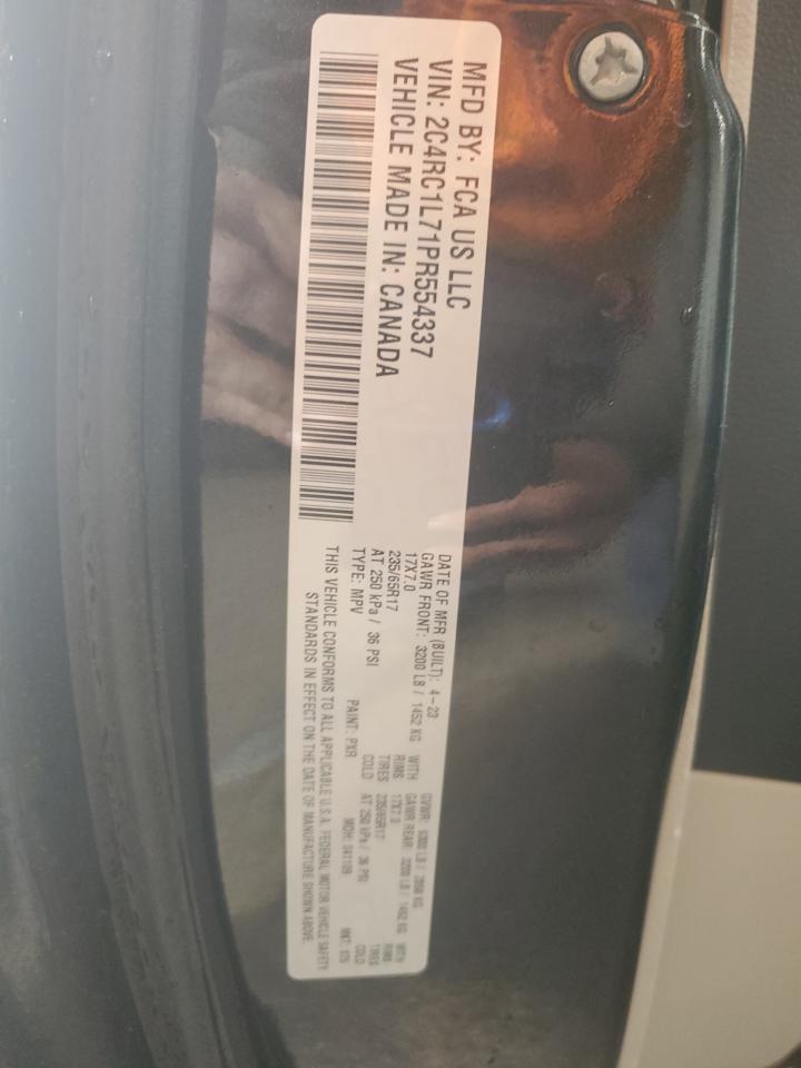 2023 Chrysler Pacifica Hybrid Touring L VIN: 2C4RC1L71PR554337 Lot: 93115305