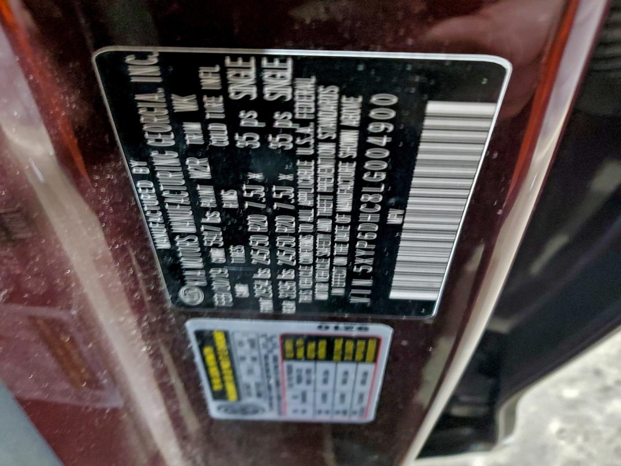 2020 Kia Telluride S VIN: 5XYP6DHC8LG004900 Lot: 93510595