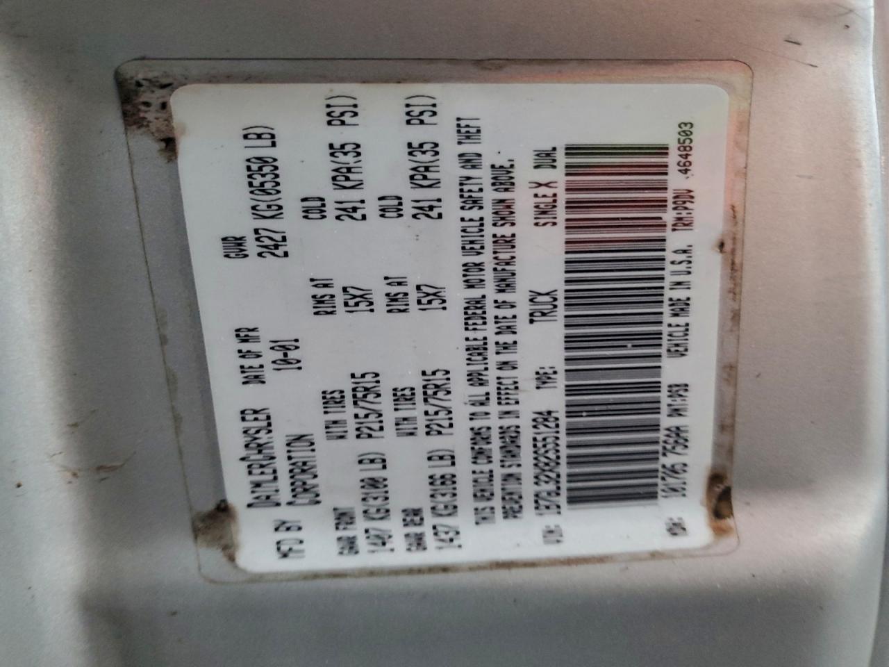 2002 Dodge Dakota Sport VIN: 1B7GL32X82S551284 Lot: 94889465