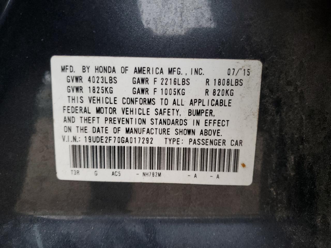 2016 Acura Ilx Premium VIN: 19UDE2F70GA017292 Lot: 93621315