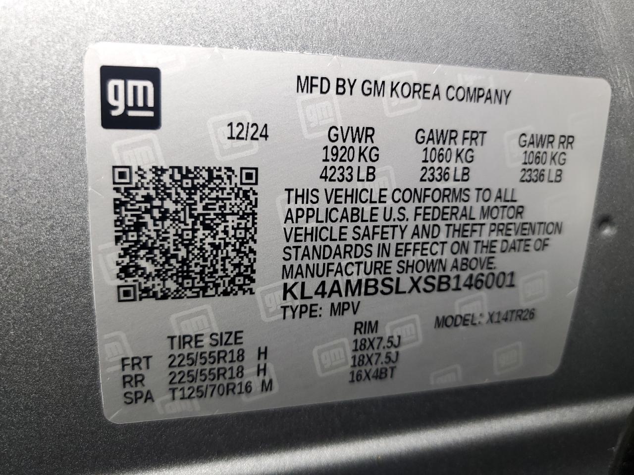 2025 Buick Encore Gx Preferred VIN: KL4AMBSLXSB146001 Lot: 93838335