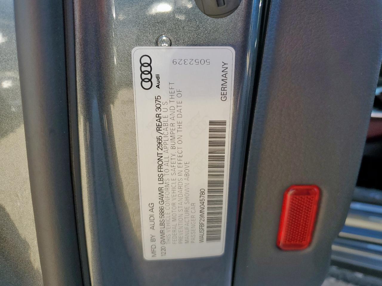 2021 Audi S7 Prestige VIN: WAUSFBF29MN045780 Lot: 92594385