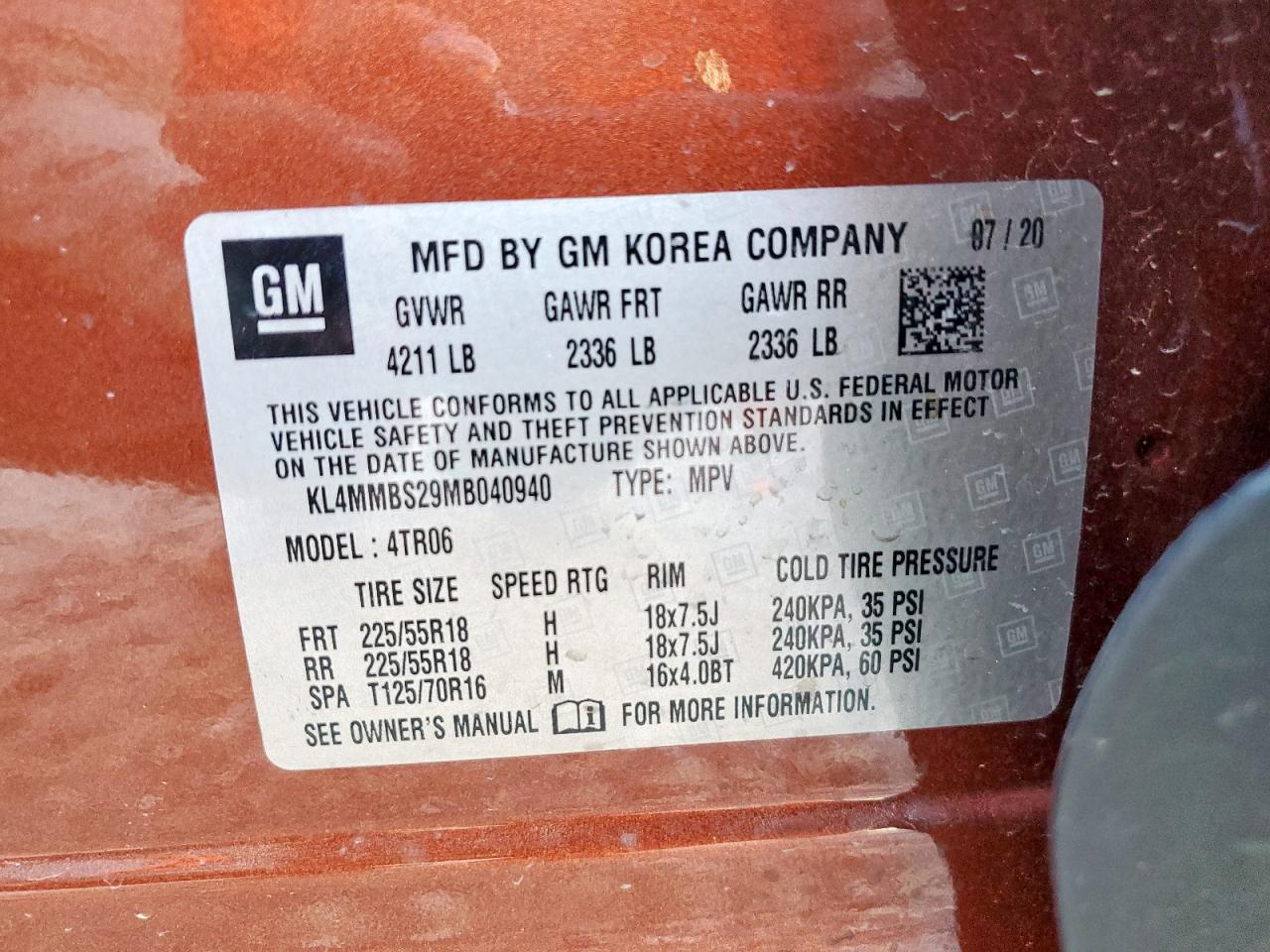 2021 Buick Encore Gx Preferred VIN: KL4MMBS29MB040940 Lot: 91697175