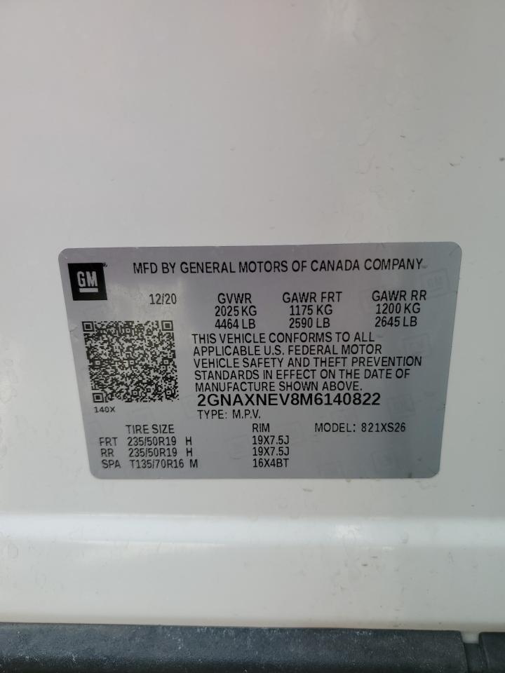 2021 Chevrolet Equinox Premier VIN: 2GNAXNEV8M6140822 Lot: 92483425