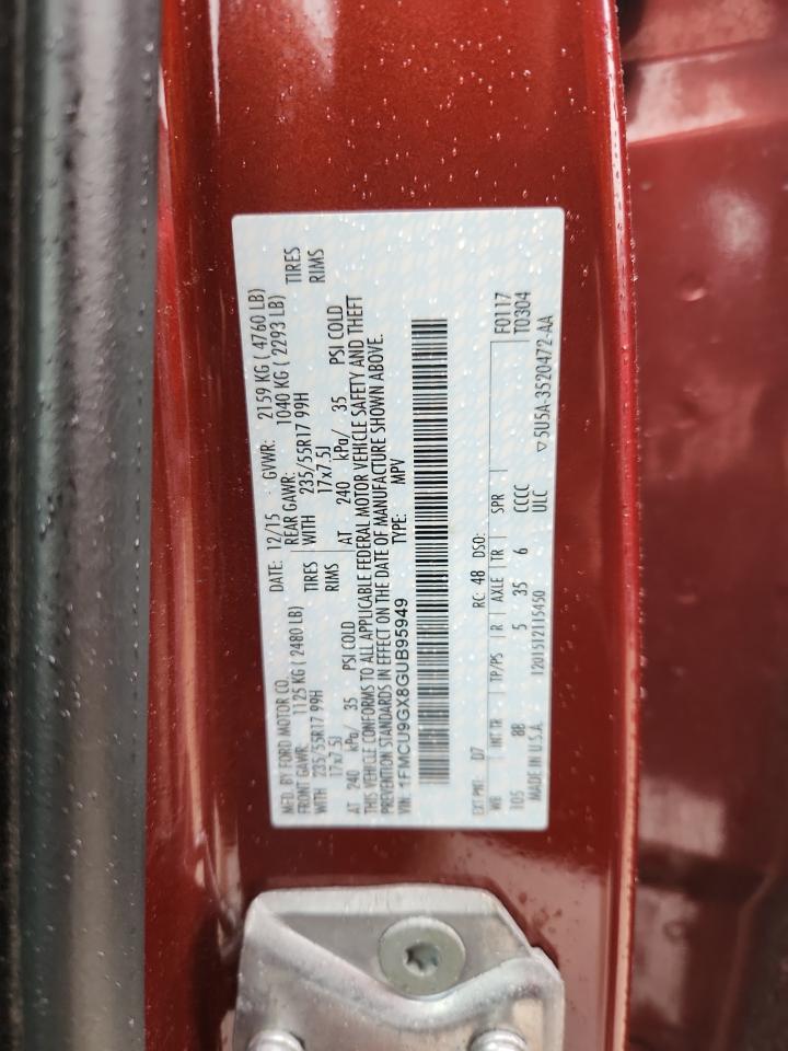 2016 Ford Escape Se VIN: 1FMCU9GX8GUB95949 Lot: 92732405