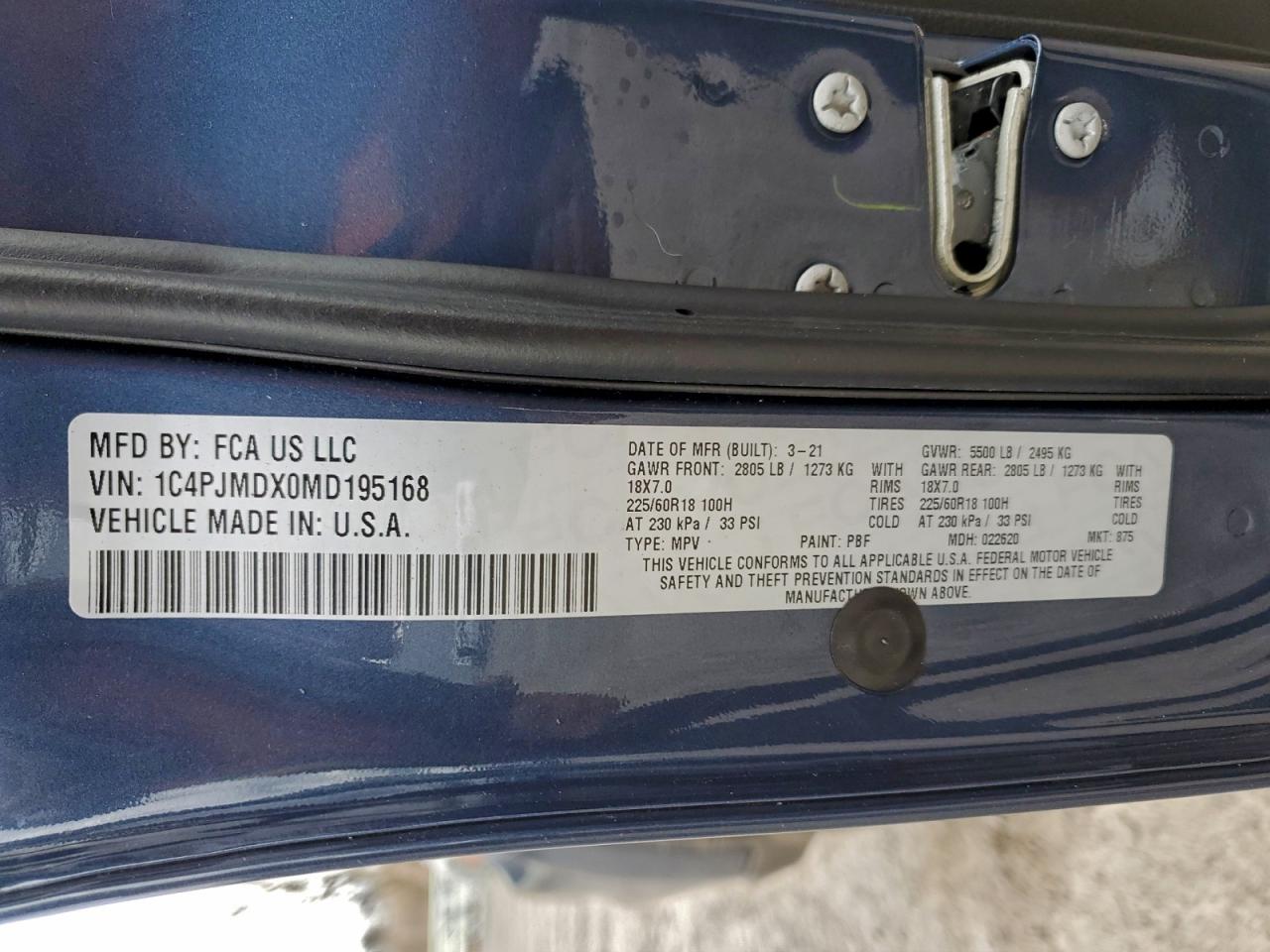 2021 Jeep Cherokee Limited VIN: 1C4PJMDX0MD195168 Lot: 94667725