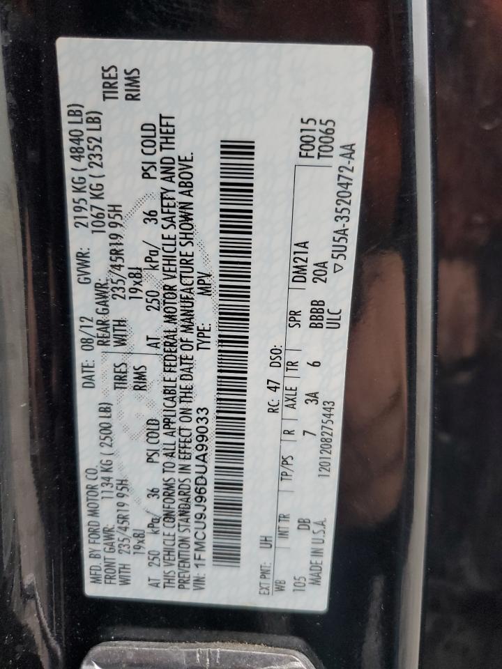 2013 Ford Escape Titanium VIN: 1FMCU9J96DUA99033 Lot: 91460225