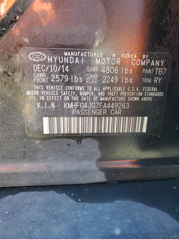 2015 Hyundai Azera VIN: KMHFG4JG7FA449263 Lot: 85398775