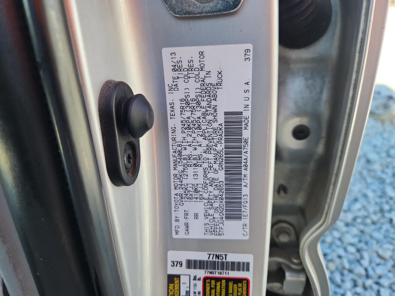 2013 Toyota Tacoma Double Cab Prerunner VIN: 5TFJU4GN2DX042653 Lot: 91460005