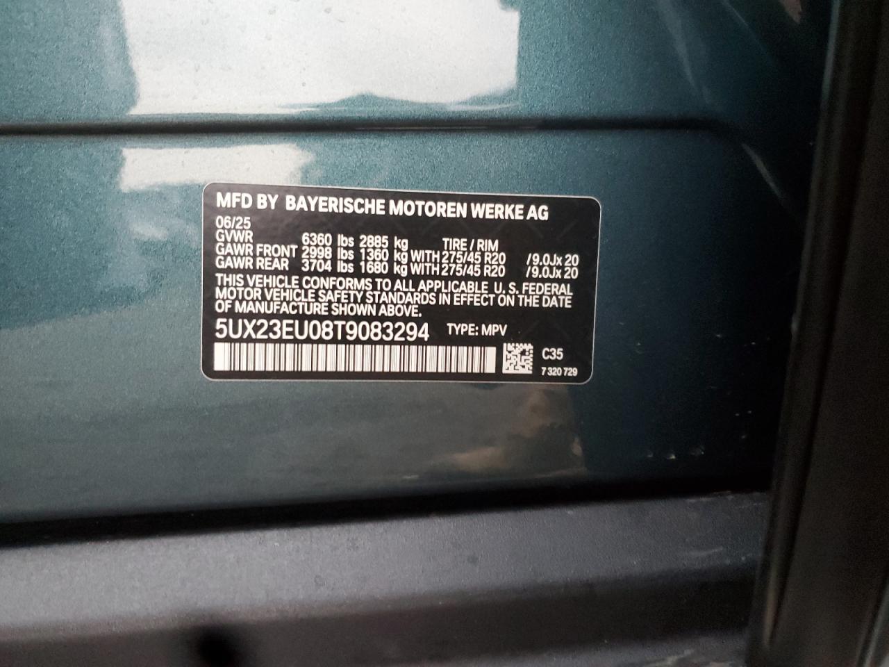 2026 BMW X5 xDrive40I VIN: 5UX23EU08T9083294 Lot: 93509535