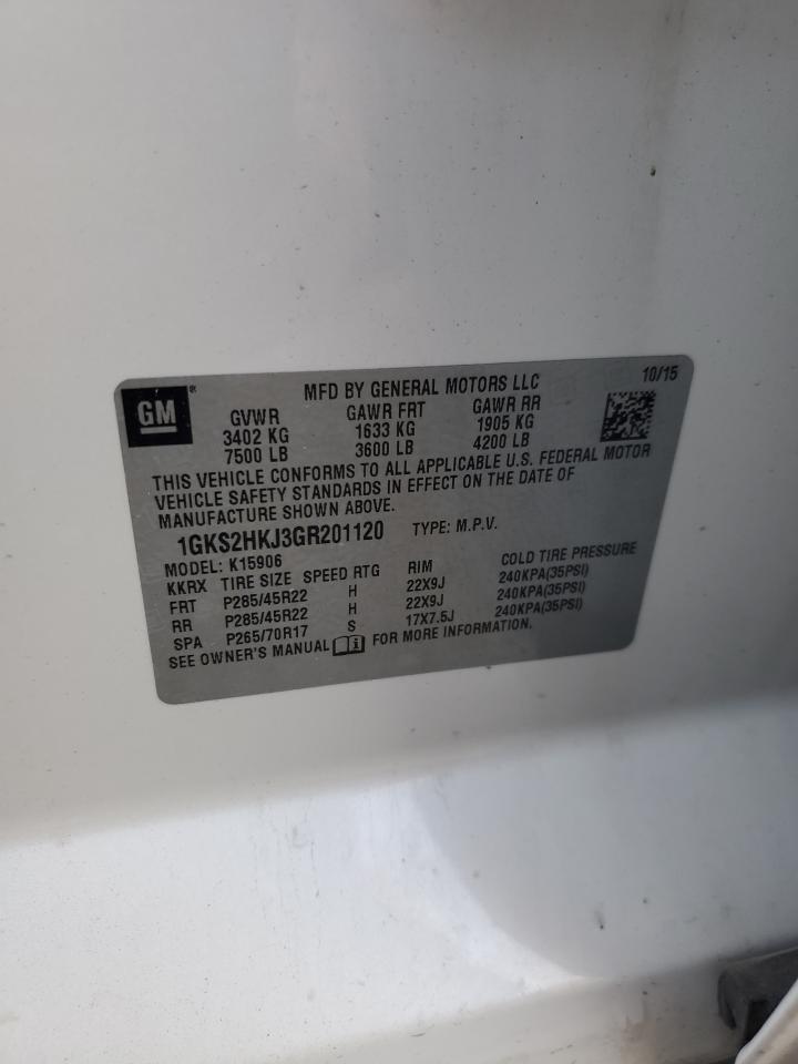 2016 GMC Yukon Xl Denali VIN: 1GKS2HKJ3GR201120 Lot: 92434745