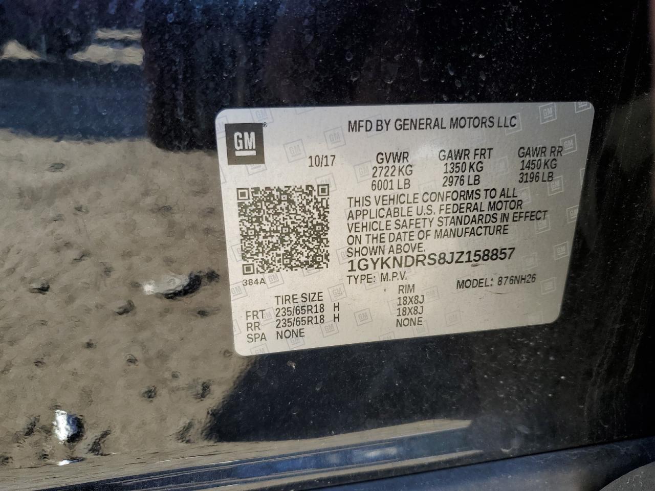 2018 Cadillac Xt5 Luxury VIN: 1GYKNDRS8JZ158857 Lot: 92901255