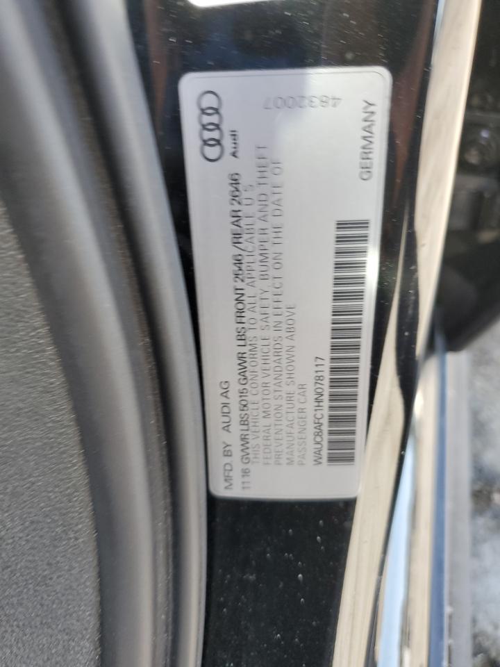 2017 Audi A6 Premium VIN: WAUC8AFC1HN078117 Lot: 92493005