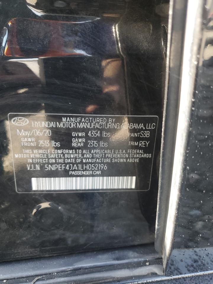 2020 Hyundai Sonata Sel VIN: 5NPEF4JA1LH052196 Lot: 92593585