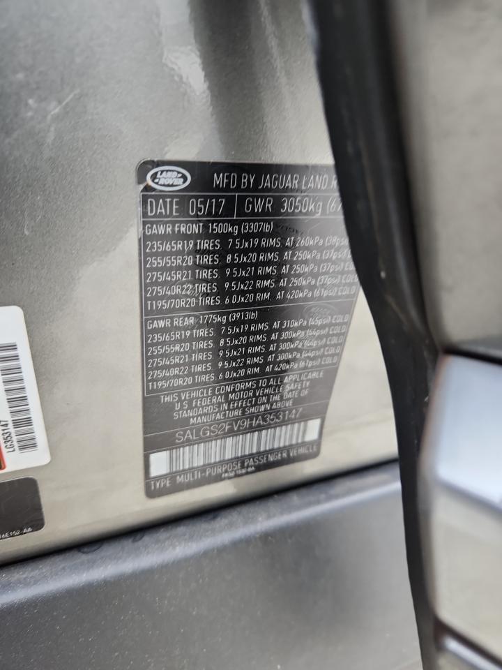 2017 Land Rover Range Rover Hse VIN: SALGS2FV9HA353147 Lot: 92210465