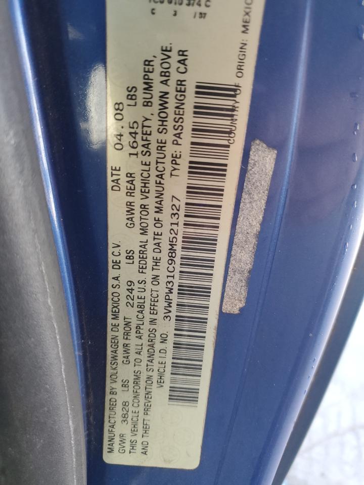 2008 Volkswagen New Beetle S VIN: 3VWPW31C98M521327 Lot: 91097225