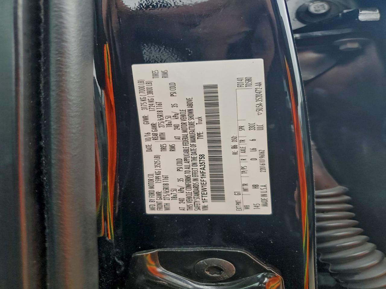 2017 Ford F150 Supercrew VIN: 1FTEW1EF1HFA35758 Lot: 90145645