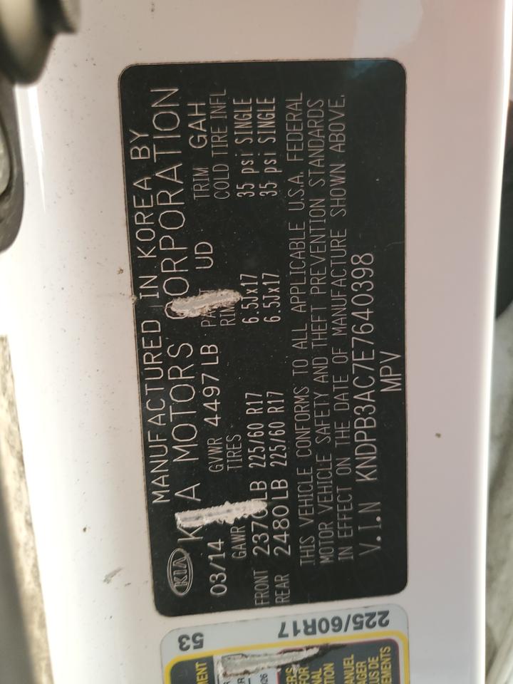 2014 Kia Sportage Base VIN: KNDPB3AC7E7640398 Lot: 93182245