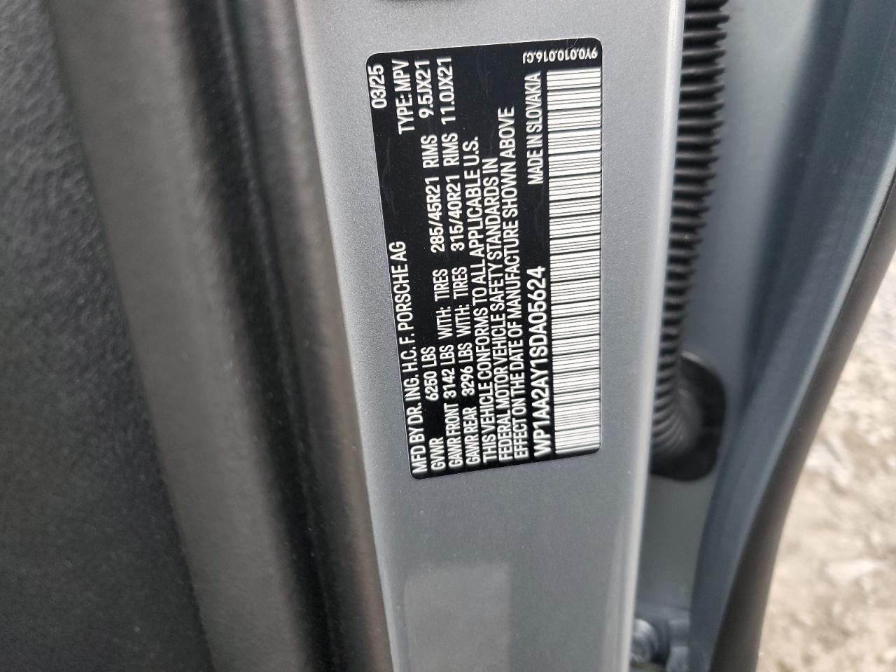 2025 Porsche Cayenne VIN: WP1AA2AY1SDA05624 Lot: 92300245