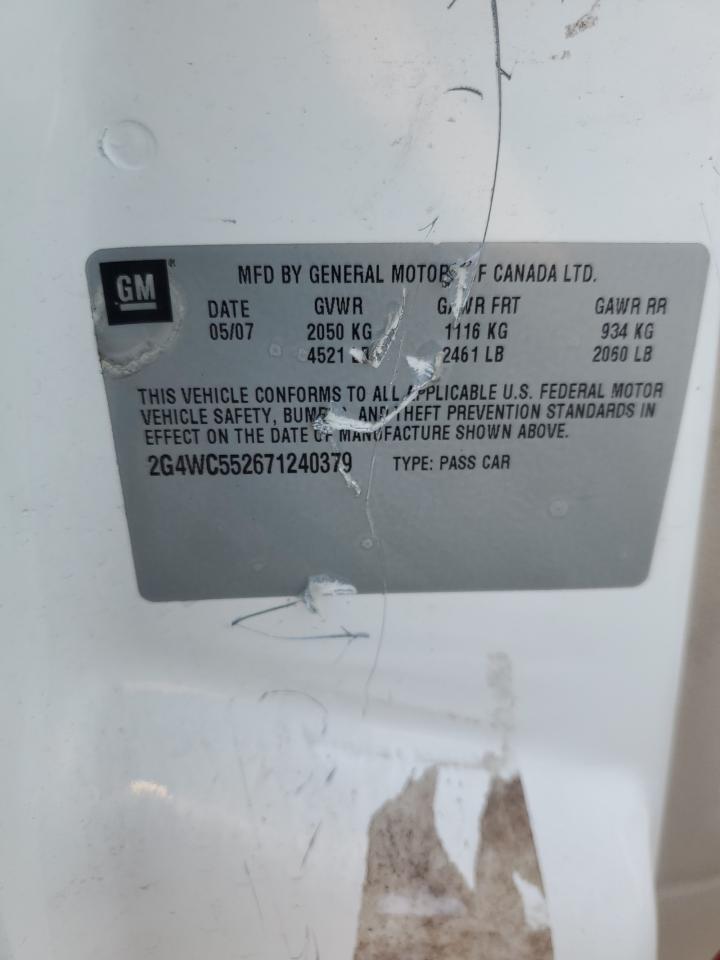 2007 Buick Lacrosse Cx VIN: 2G4WC552671240379 Lot: 92506375