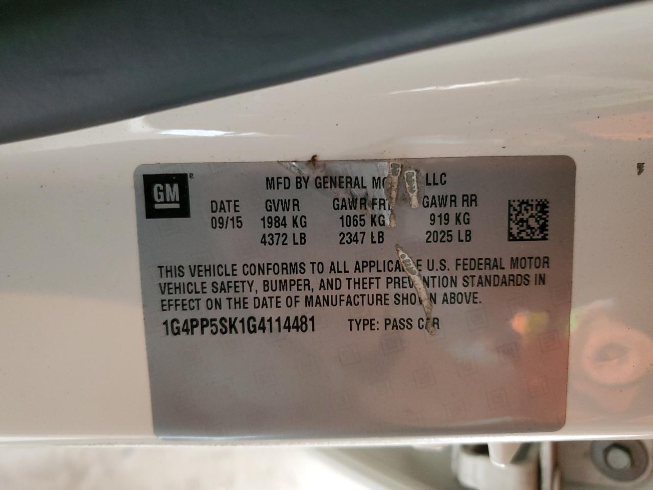 2016 Buick Verano VIN: 1G4PP5SK1G4114481 Lot: 90440745