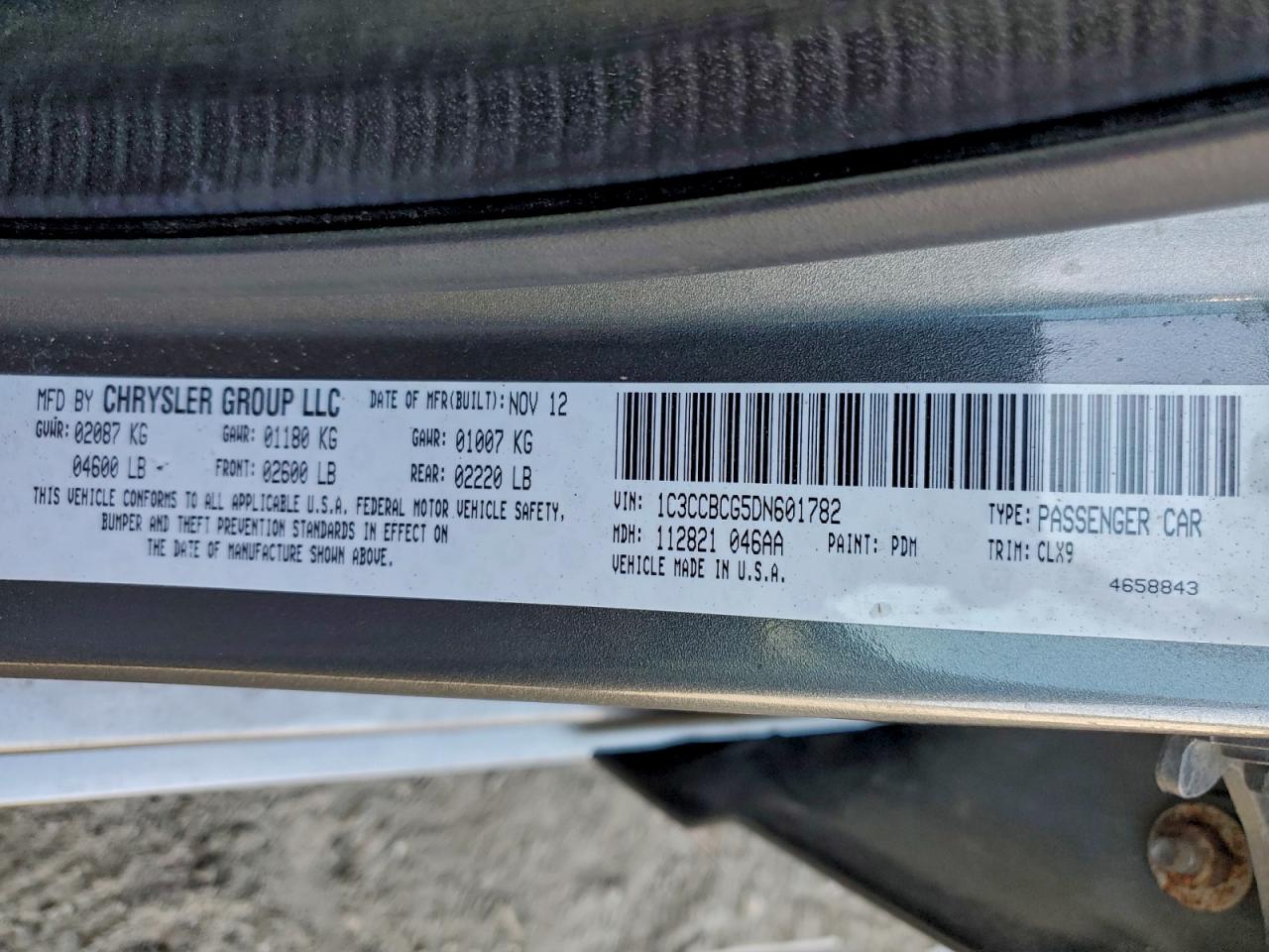 2013 Chrysler 200 Limited VIN: 1C3CCBCG5DN601782 Lot: 93871585