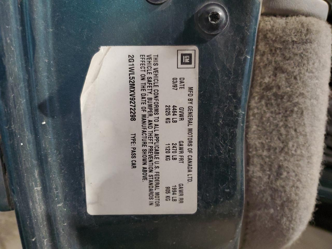 1997 Chevrolet Lumina Base VIN: 2G1WL52MXV9272298 Lot: 85432275