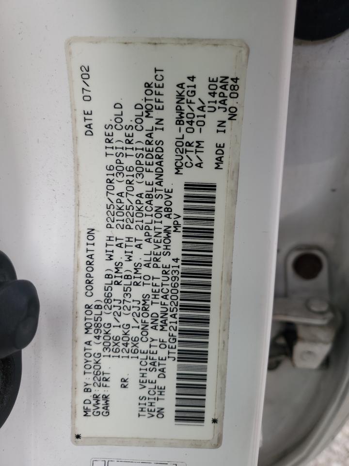 2002 Toyota Highlander Limited VIN: JTEGF21A520069314 Lot: 92160955