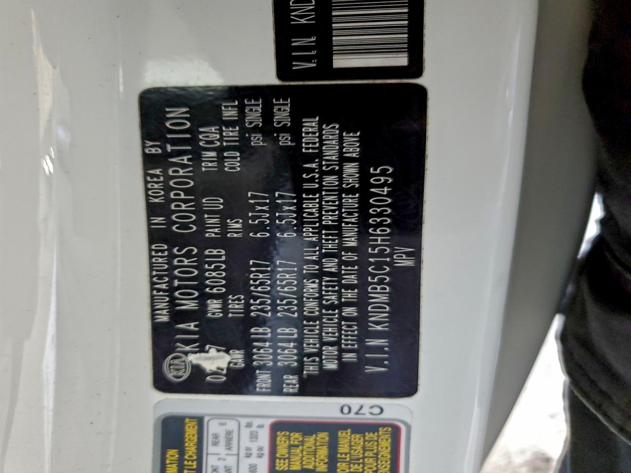 2017 Kia Sedona Lx VIN: KNDMB5C15H6330495 Lot: 93638905