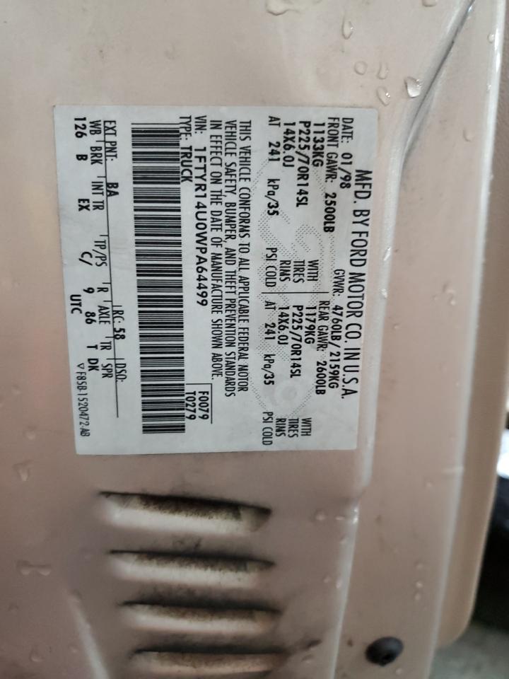 1998 Ford Ranger Super Cab VIN: 1FTYR14U0WPA64499 Lot: 91041615