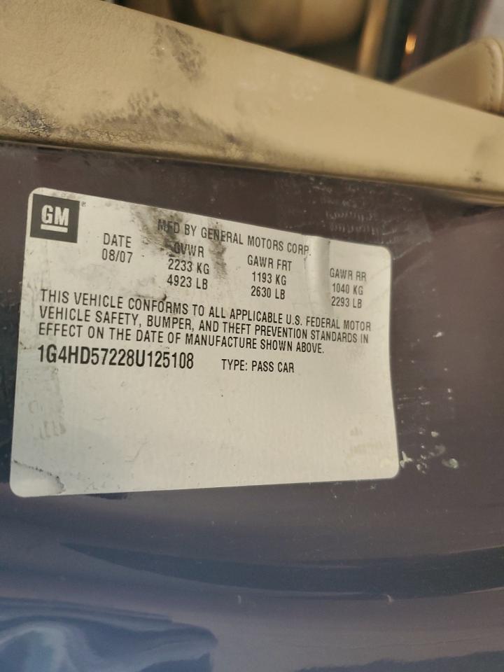2008 Buick Lucerne Cxl VIN: 1G4HD57228U125108 Lot: 92129345
