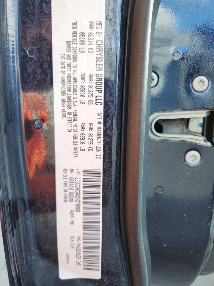 2012 Chrysler 300 Limited VIN: 2C3CCACGXCH278069 Lot: 93077395