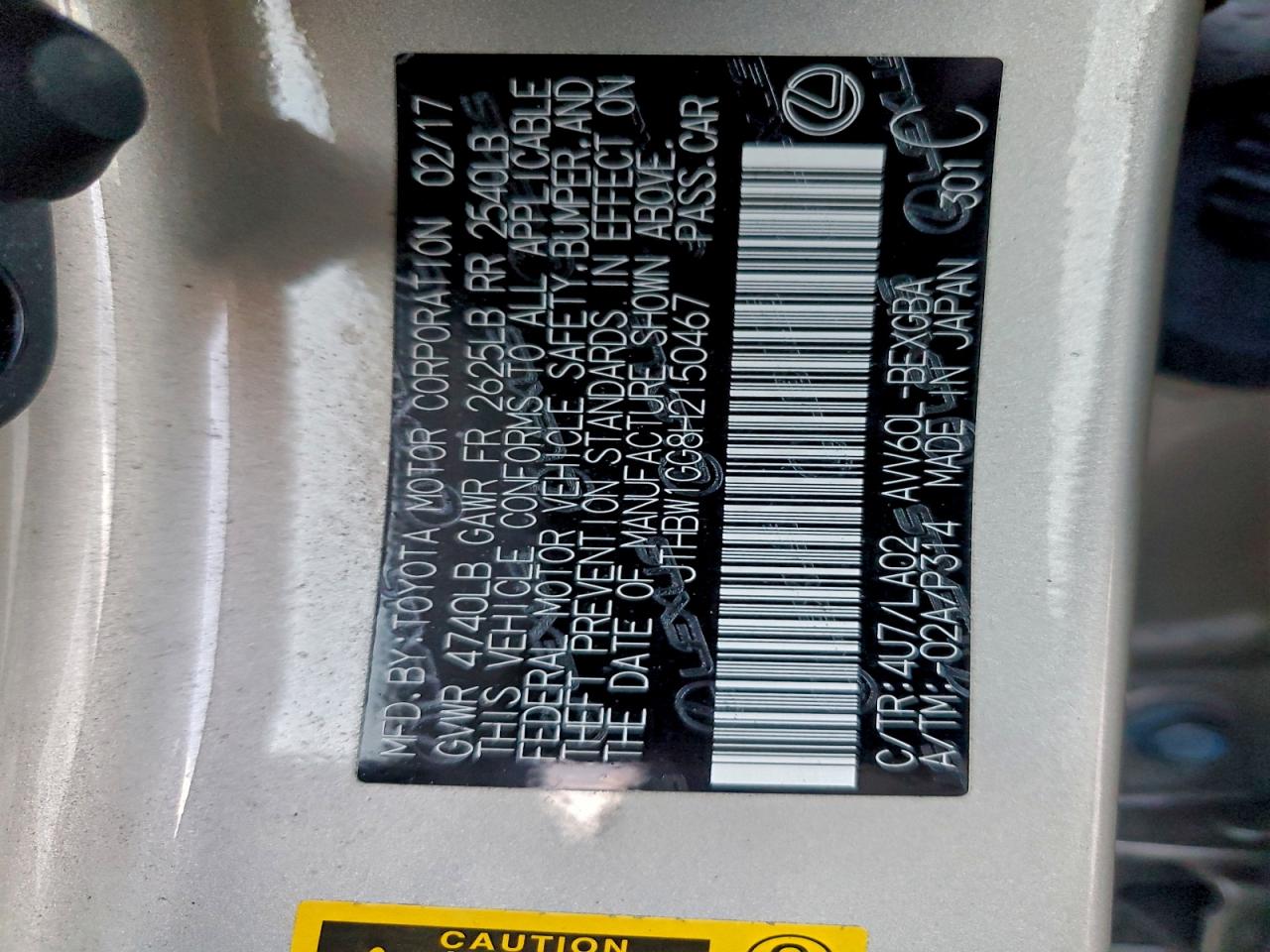 2017 Lexus Es 300H VIN: JTHBW1GG8H2150467 Lot: 94266245